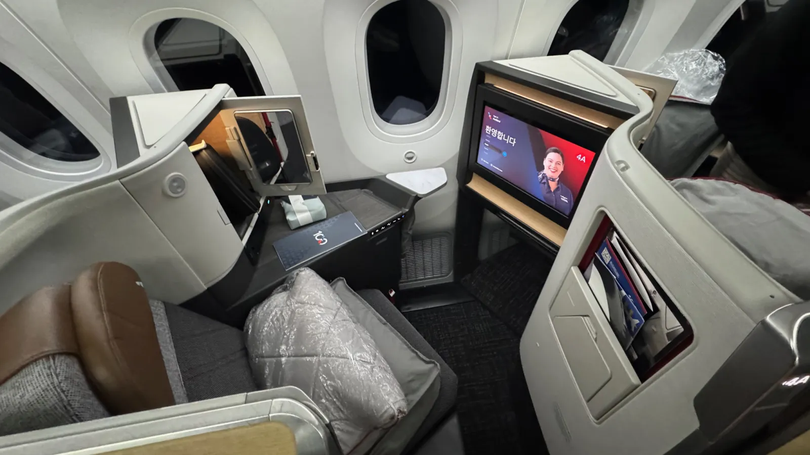 My Flagship Suite in seat 4A: private, polished and ready for the long flight.