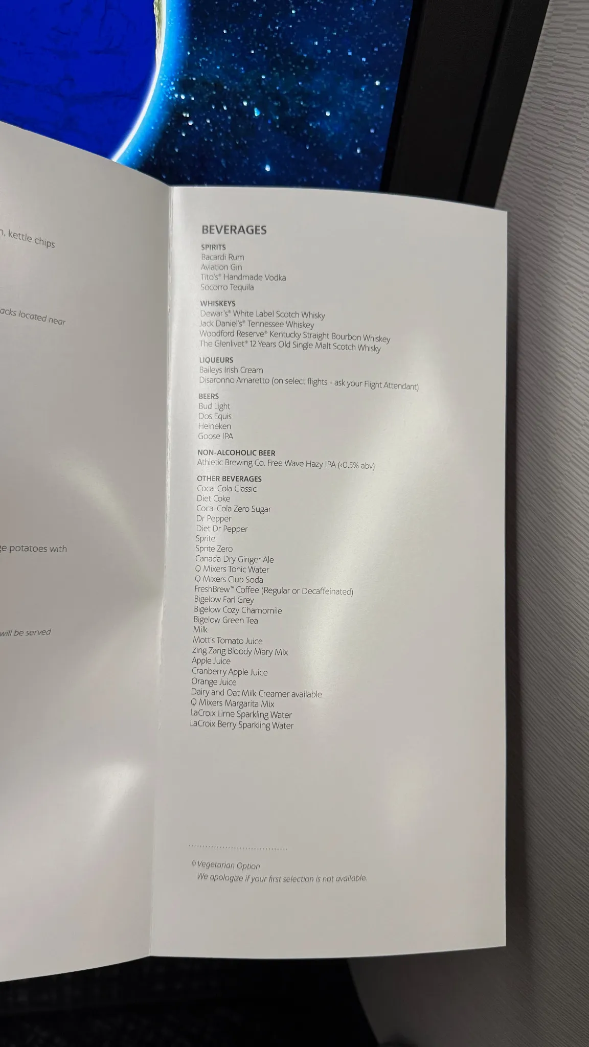 A look at the extensive onboard drinks selection.