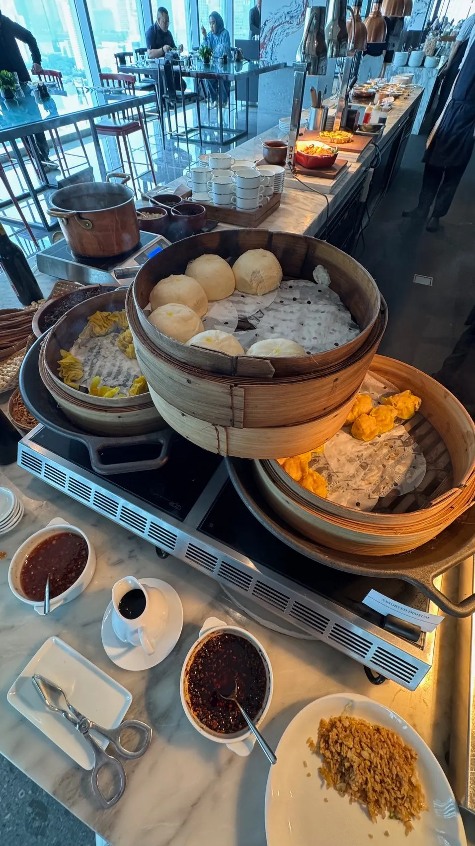 Steamed buns and dim sum were among the breakfast offerings.